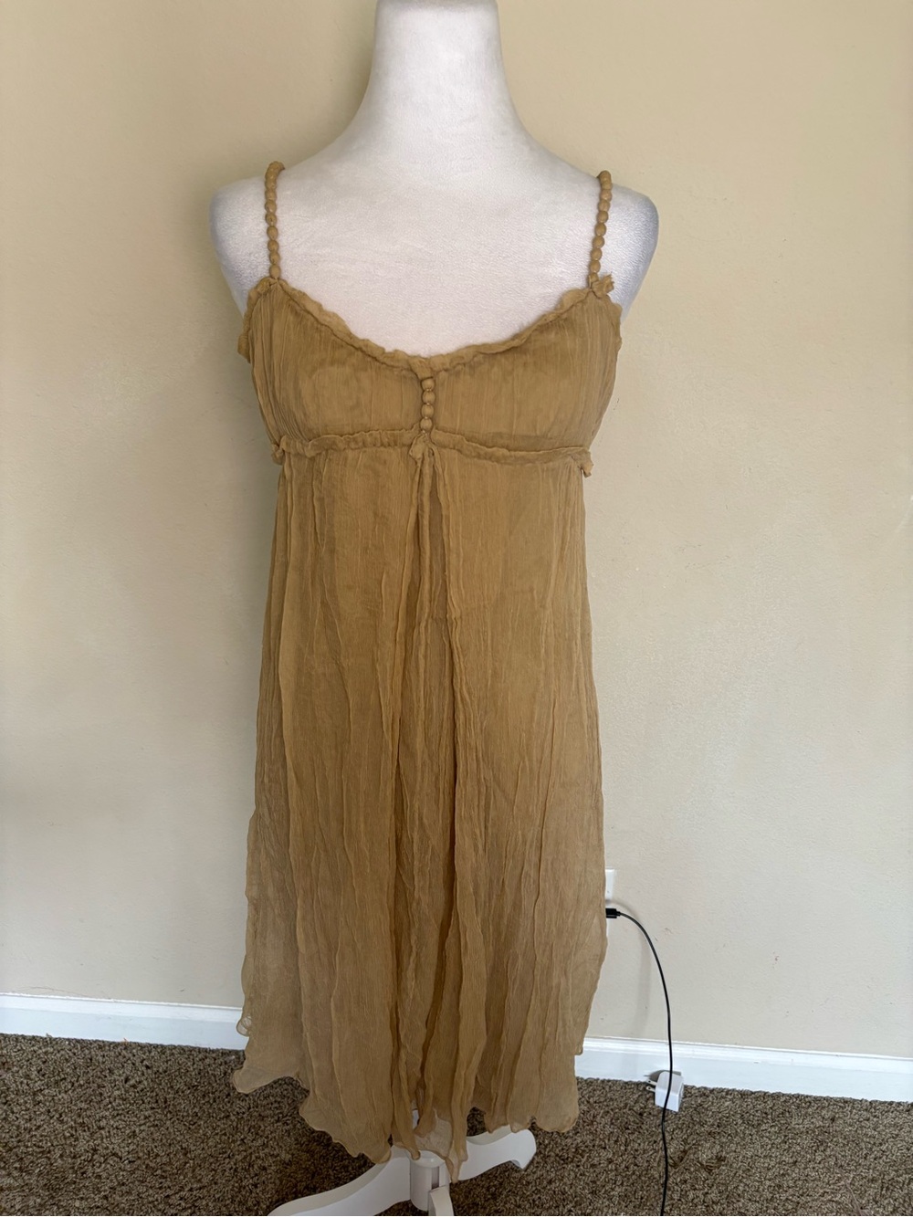 Max Studio Y2k Special Edition 100% silk crinkle chiffon slip dress Bohemian S